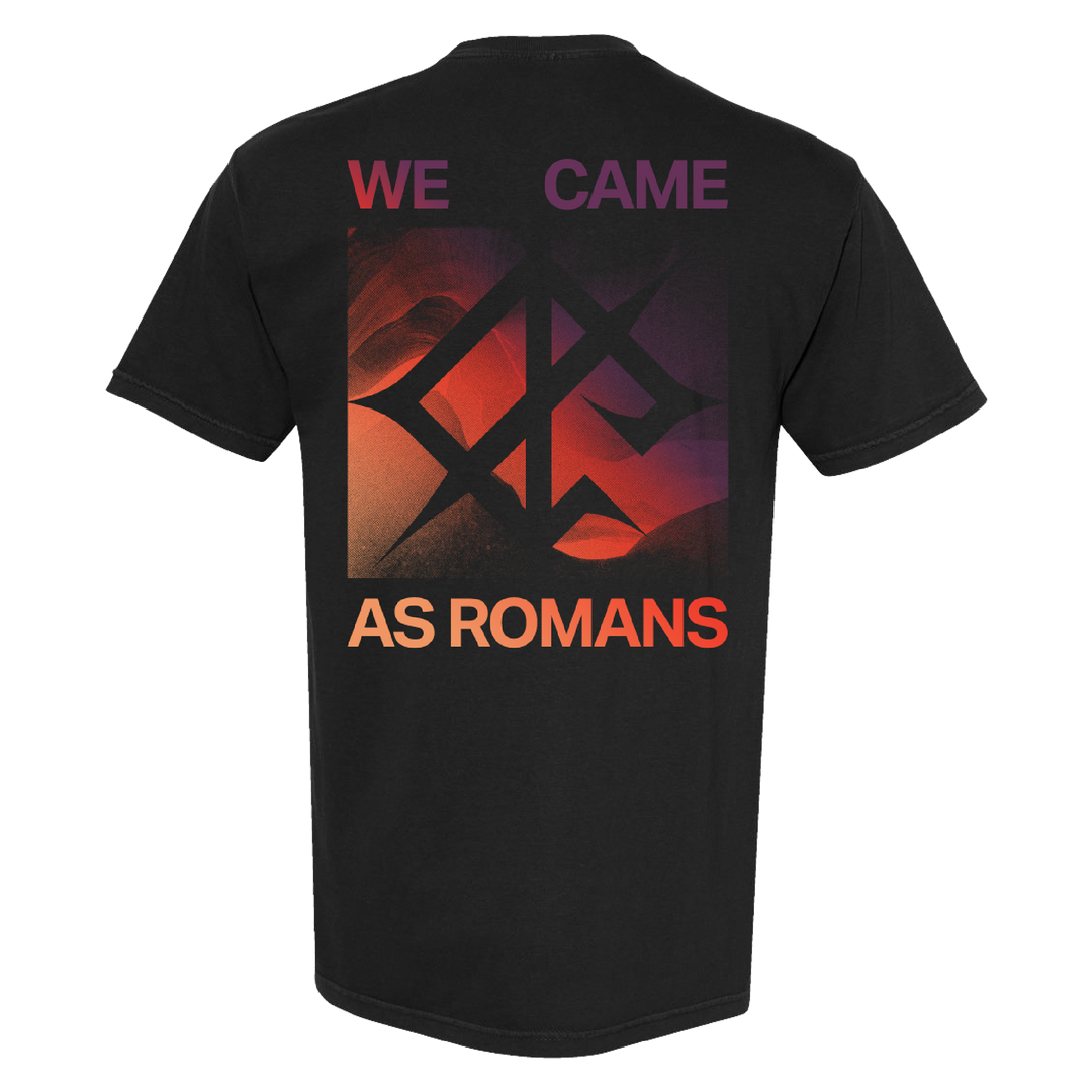 Back print of an official We Came As Romans tour shirt